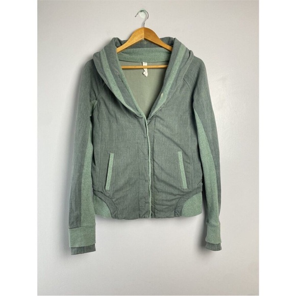 Lululemon Back To Class Jacket Ribbed Striped Green Cardigan Earl Grey 8 - Picture 9 of 9